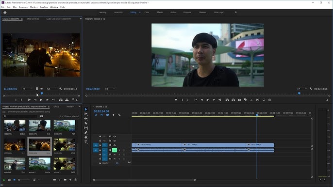 หน้าต่างหลัก Adobe Premiere Pro